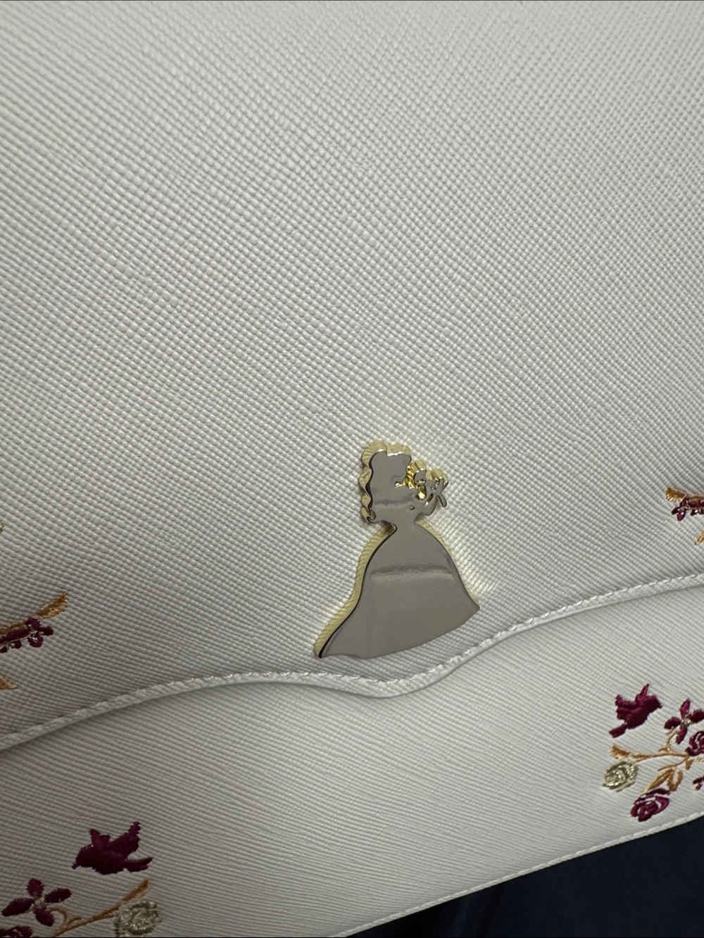 Loungefly Cream Floral Embroidered Crossbody with Rose Charm - Picture 7 of 10